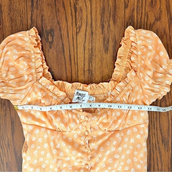 Princess Polly Donna Tangerine Orange Peach Floral Daisy Mini Dress Size 6 - Picture 11 of 16